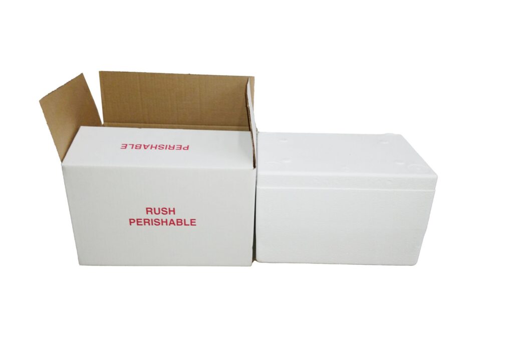 Styrofoam Cooler & Cardboard Box